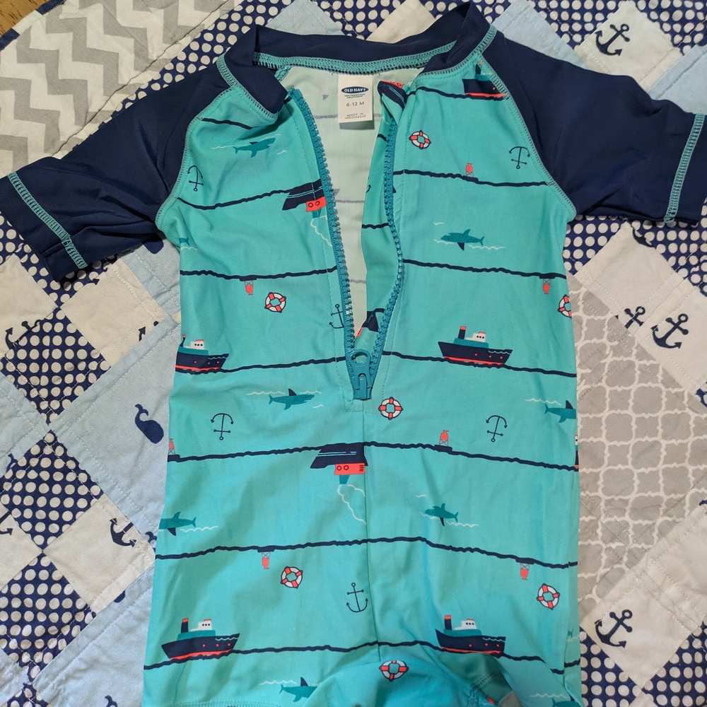 Carter's Aqua Whale Print Swimsuit